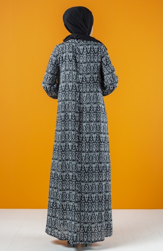 فستان فيسكوز مطوي بطية A أسود 8207C-01