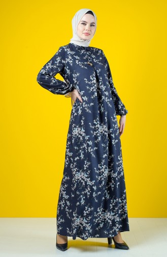 A Pile Viscose Dress 8207h-01 Navy Blue Ecru 8207H-01