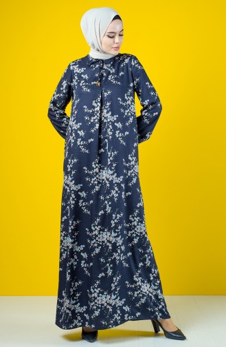 A Plisee Kleid aus Viskose 8207H-01 Dunkelblau Naturfarbe 8207H-01