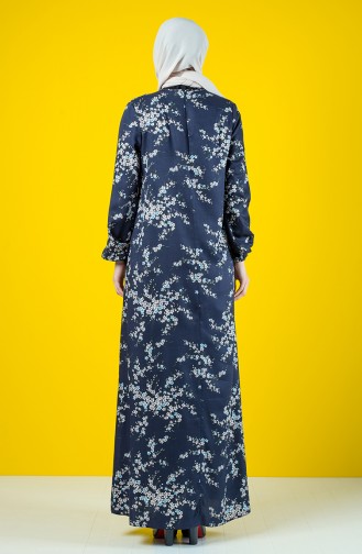 A Plisee Kleid aus Viskose 8207H-01 Dunkelblau Naturfarbe 8207H-01