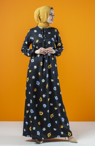 A Pile Viscose Dress 8207k-01 Navy Blue Yellow 8207K-01