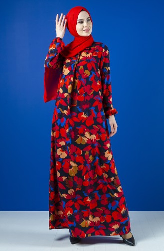A Plisee Kleid aus Viskose 8207M-01 Rot 8207M-01