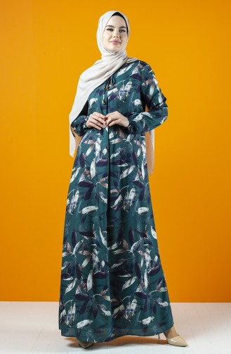 Robe Viscose Plis en A 8207N-01 Vert émeraude 8207N