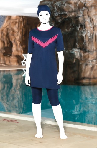 Navy Blue Modest Swimwear 0207-02