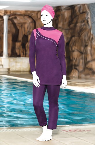 Topped Islamic Swimsuit 4306-02 Purple 4306-02