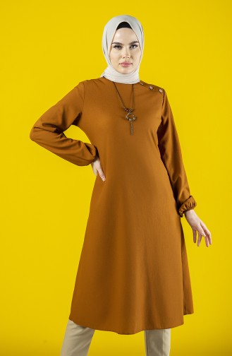 Kolyeli Düz Tunik 10147-06 Taba