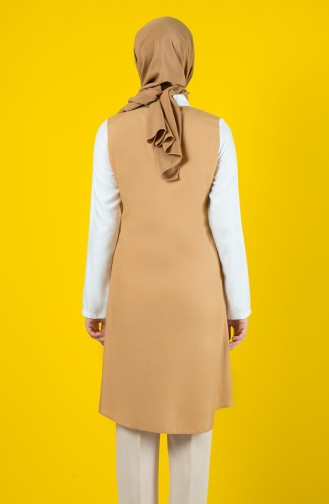 Tie Collar Buttoned Tunic 8119-03 Camel 8119-03