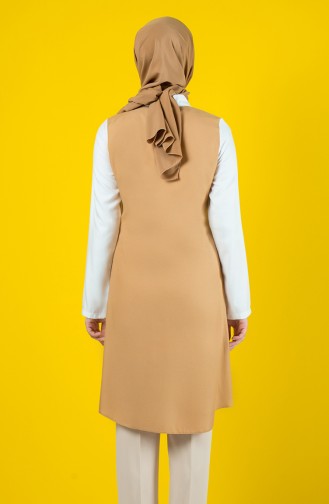 Gömlek Yaka Düğmeli Tunik 8119-03 Camel