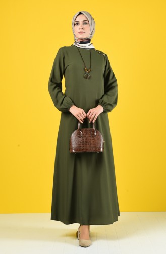 Straigth Dress with Necklace 10146-09 Khaki 10146-09