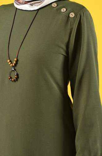 Straigth Dress with Necklace 10146-09 Khaki 10146-09