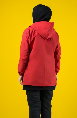 Trench Coat à Capuche 6076-01 Rouge 6076-01