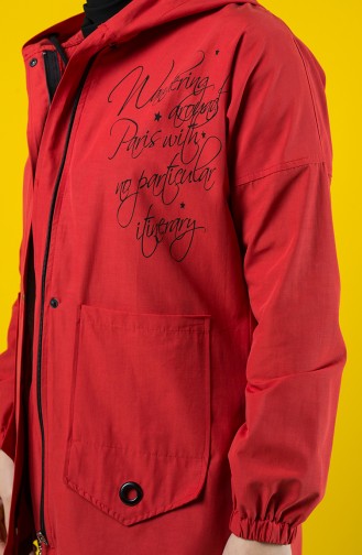 Trench Coat à Capuche 6076-01 Rouge 6076-01