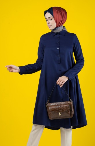 Buttoned Tunic 8191-07 Navy Blue 8191-07