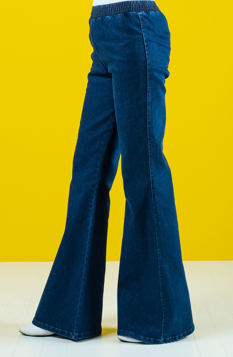 İspanyol Paça Kot Pantolon 1438PNT-01 Kot Mavi
