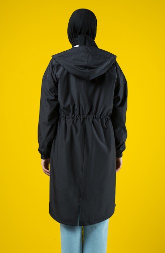Ruched Waist Raincoat 6846-01 Black 6846-01