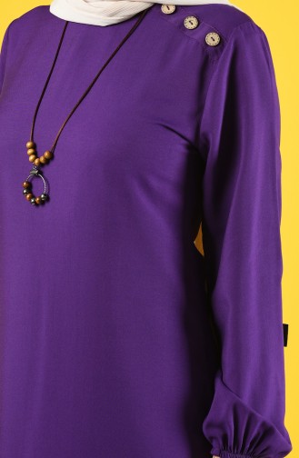 Plain Dress with Necklace 10146-05 Purple 10146-05