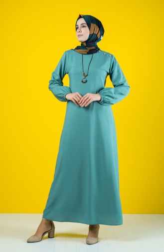 Straigth Dress with Necklace 10146-06 Almond Green 10146-06