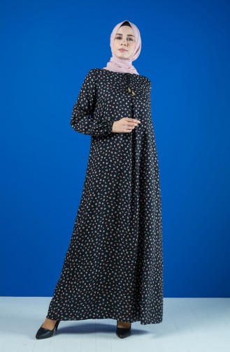 A Plisee Viskose Kleid 8207-01 Schwarz 8207-01