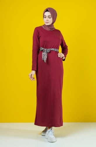 Belted Dress 0504-01 Claret Red 0504-01