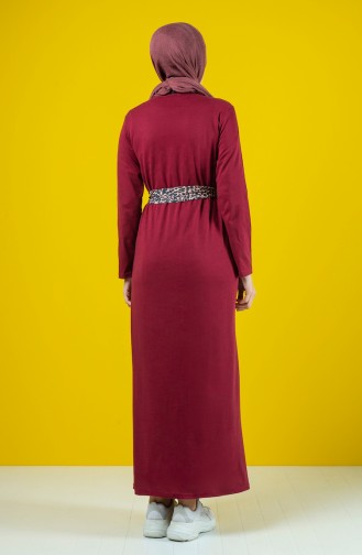 Belted Dress 0504-01 Claret Red 0504-01