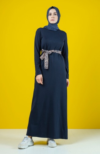 Belted Dress 0504-02 Navy Blue 0504-02