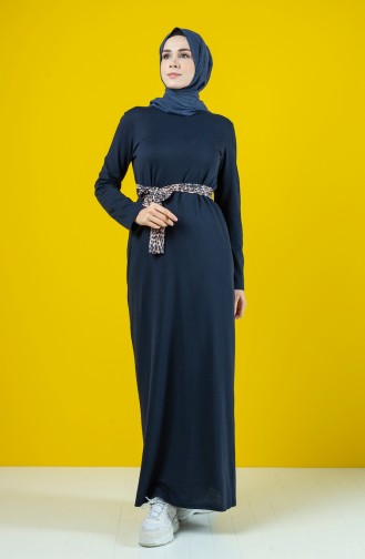 Belted Dress 0504-02 Navy Blue 0504-02