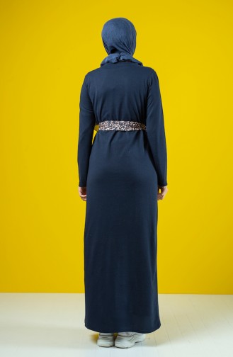 Belted Dress 0504-02 Navy Blue 0504-02