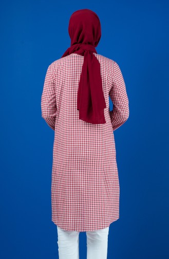 Pötikare Desenli Asimetrik Tunik 8192-04 Bordo