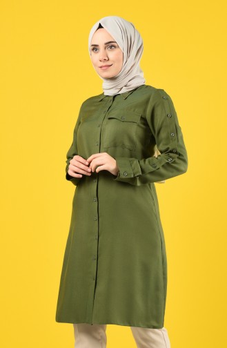 Düğmeli Cepli Tunik 8120-06 Haki