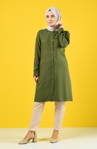 Buttoned Tunic with Pockets 8120-06 Khaki Green 8120-06