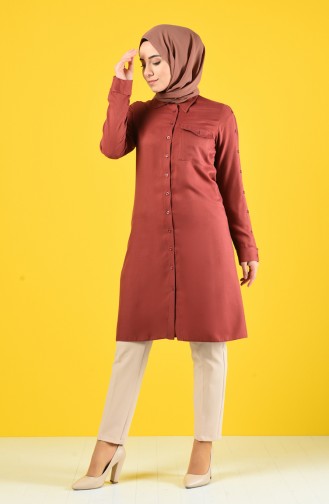 Buttoned Tunic with Pockets 8120-01 Dark Dry Rose 8120-01