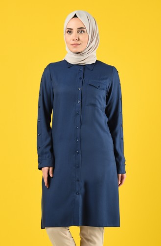 Buttoned Tunic with Pockets 8120-07 Navy Blue 8120-07