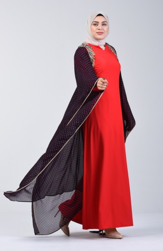 Robe de Soirée Brodée de Perles 6Y4634800-01 Rouge 6Y4634800-01