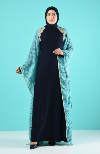 Robe de Soirée Brodée de Perles 6Y4634800-02 Bleu Marine 6Y4634800-02