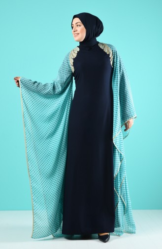 Robe de Soirée Brodée de Perles 6Y4634800-02 Bleu Marine 6Y4634800-02