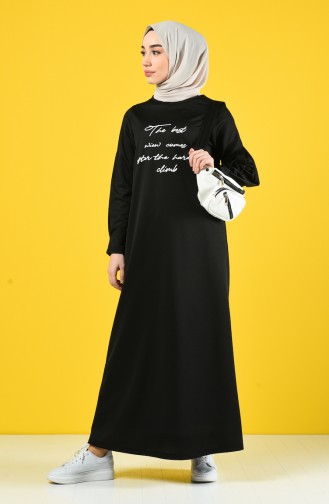 Schwarz Hijab Kleider 4090-01