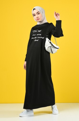 Schwarz Hijab Kleider 4090-01