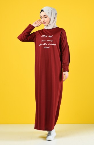 Claret Red Hijab Dress 4090-03