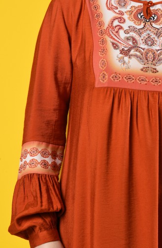 Stone Printed Summer Dress 9y3941502-02 Brick Red 9Y3941502-02