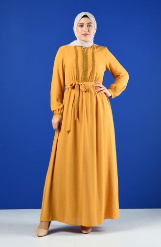 Mustard İslamitische Jurk 9Y3958800-01