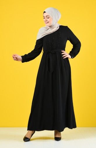 Robe İmprimée de Pierre Avec Ceinture 9Y3958800-03 Noir 9Y3958800-03