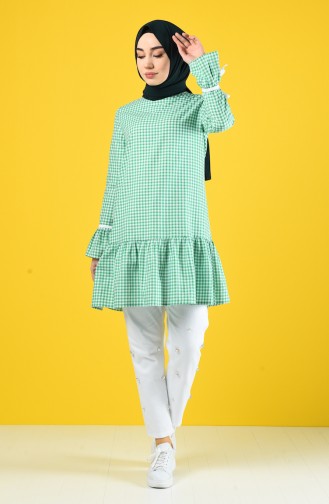 Gingham Patterned Tunic 8193-05 Green 8193-05