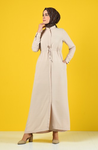 Abaya D été Taille Froncée 6848-01 Beige 6848-01