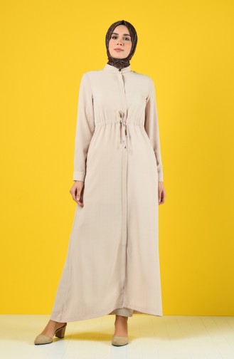 Ruched Waist Summer Abaya 6848-01 Beige 6848-01