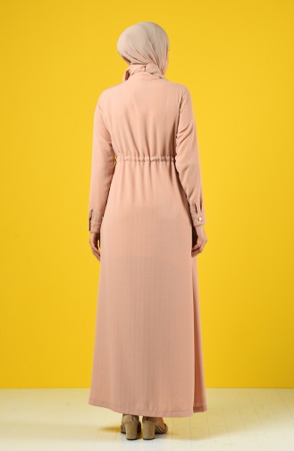 Ruched Waist Summer Abaya 6848-02 Salmon 6848-02