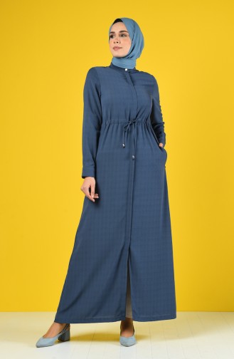 Ruched Waist Summer Abaya 6848-03 Indigo 6848-03