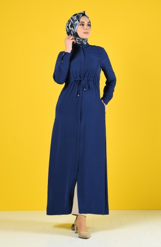 Abaya D été Taille Froncée 6848-04 Bleu Roi 6848-04