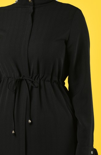 Ruched Waist Summer Abaya 6848-06 Black 6848-06