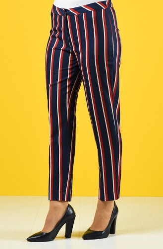 Striped Straight Leg Trousers 6y1600904-01 Navy Blue Claret Red 6Y1600904-01