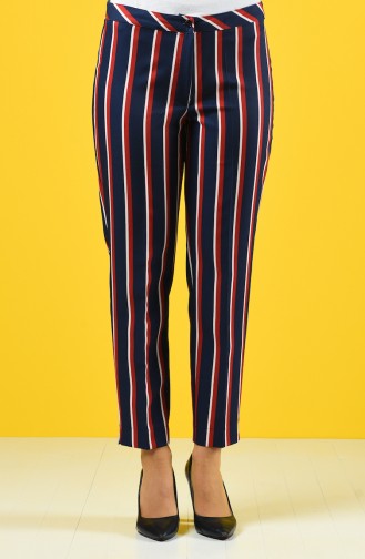 Striped Straight Leg Trousers 6y1600904-01 Navy Blue Claret Red 6Y1600904-01